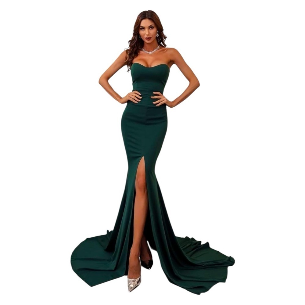 Miss Ord Women’s Green Sweetheart Neck Trumpet Gown Dress Sz Large NWT